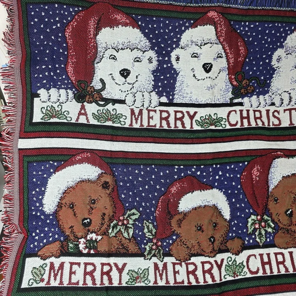 CHATHAM Panda Polar Bear Bears Santa Christmas Tapestry Throw Blanket CMI